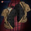 Polynesian Pattern Gold And Black Hawaiian Shirts