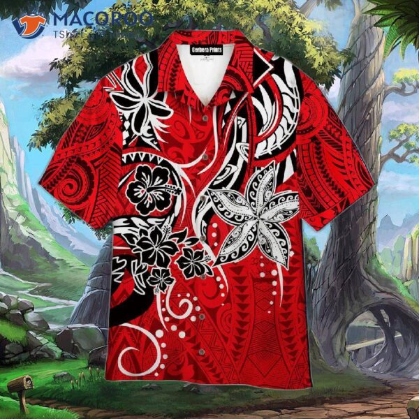 Polynesian Tribal Pattern Red Hawaiian Shirts