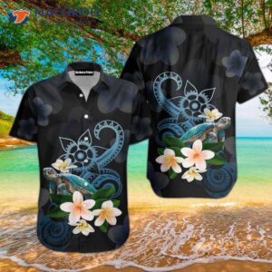 Polynesian Turtle Black Hawaiian Shirts