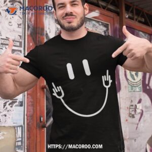 Power Socket Smile Middle Finger Hand Icon Meme Electrician Shirt