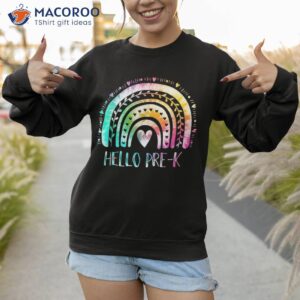 pre k back to school hello kindergarten tie dye rainbow shirt sweatshirt