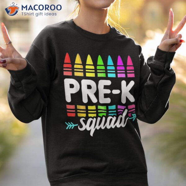 Pre-k Squad Crayon Preschool Teacher Students Back To School Shirt