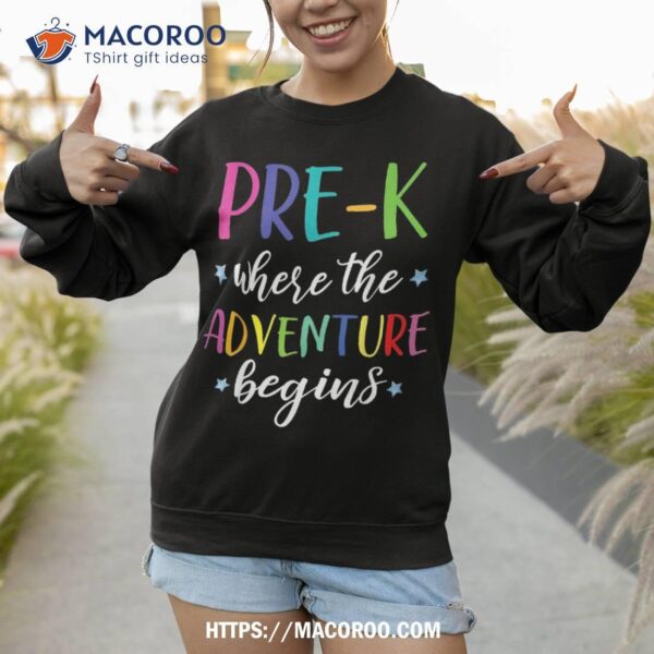 Pre-k Teacher Adventure Begins First Day Preschool Teachers Shirt