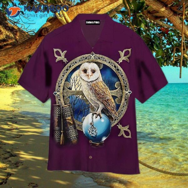 Printed Purple Hawaiian Owl Night Shirts