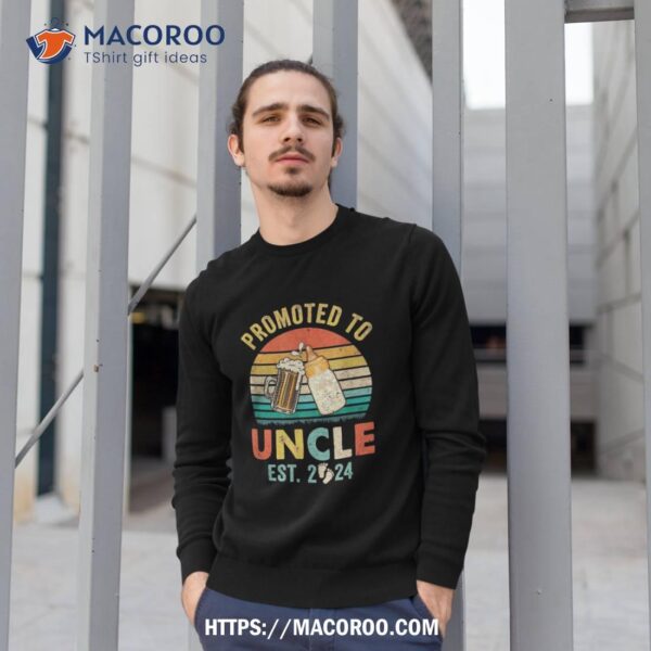 Promoted To Uncle Est 2024 Vintage New Fathers Day Shirt