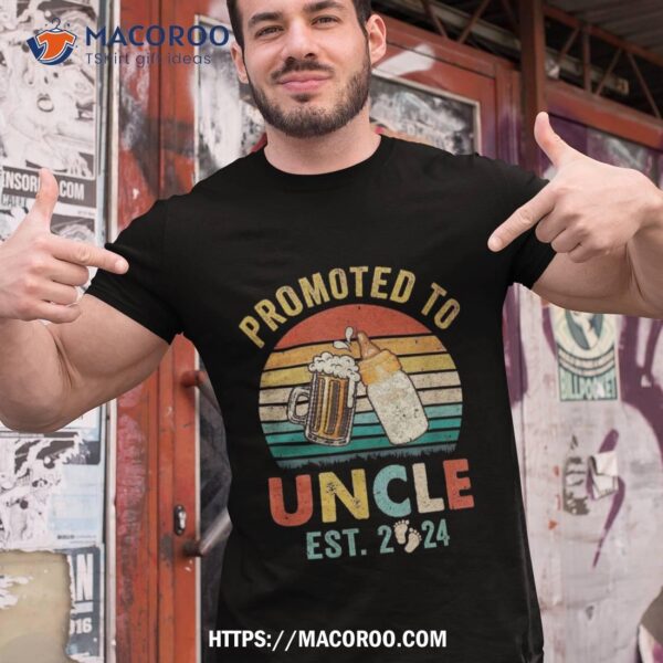 Promoted To Uncle Est 2024 Vintage New Fathers Day Shirt