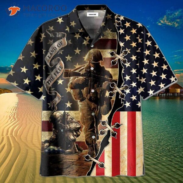 Proud American Veteran, U.s. Flag, “land Of The Free,” Hawaiian Shirts