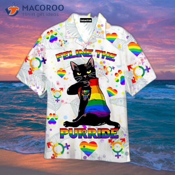 Proud Funny Cat Lovers Lgbt Pride Awareness Hawaiian Shirts