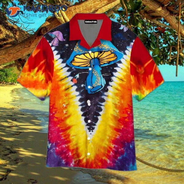 Psychedelic Art Magic Mushroom Trippy Hippie Tie-dye Hawaiian Shirts