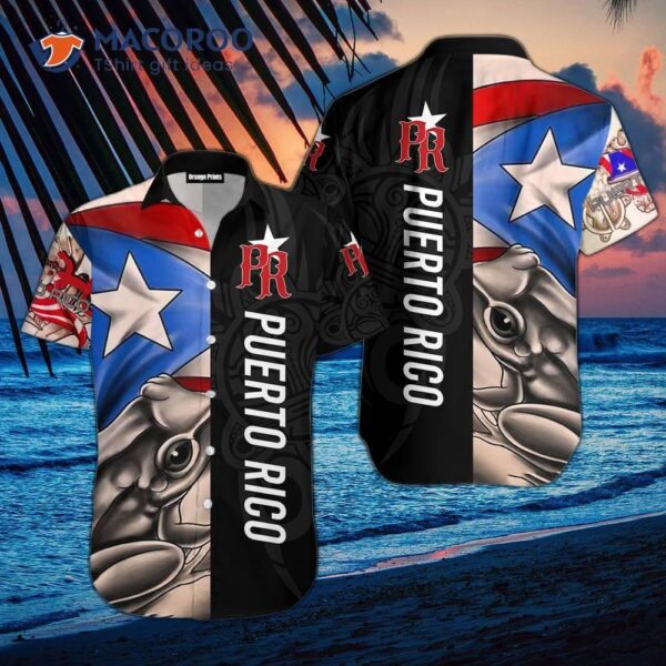 Puerto Rican Caribbean-style Black Hawaiian Shirts