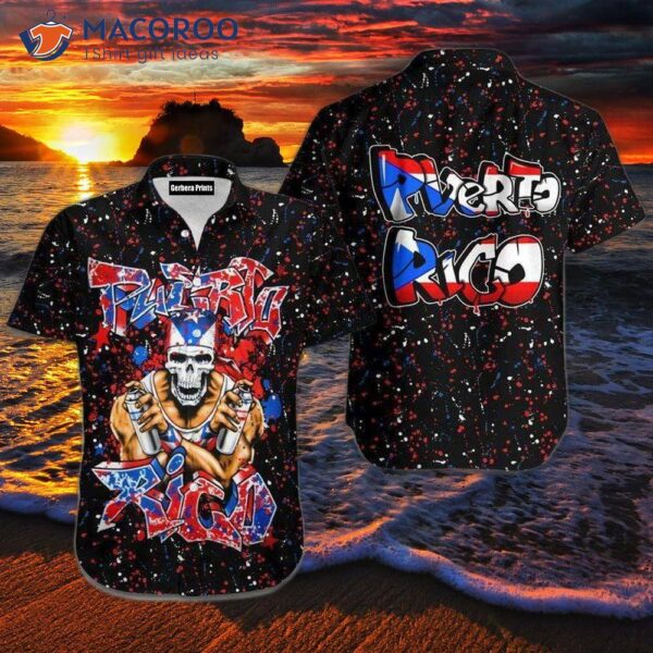 Puerto Rican Graffiti-style Skull Hawaiian Shirts