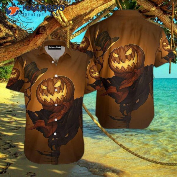 Pumpkin-face Halloween Brown Hawaiian Shirts