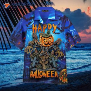 Pumpkin-printed Hawaiian Shirts For Halloween