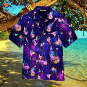 Purple Hawaiian Guitar Tropical Shirts