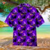 Purple Hawaiian Shirts With A Hallo Cat Witch Hat Pattern