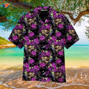 Purple Hawaiian Shirts With A Night Skull Flowers Pattern