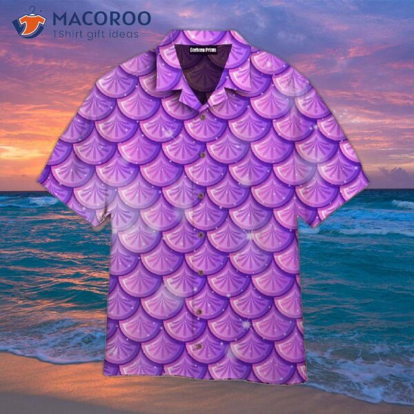 Purple Mermaid-scale Pattern Hawaiian Shirts