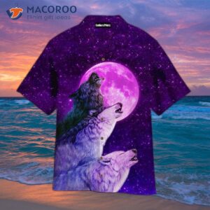 Purple Moon Wolf Dogs Hawaiian Shirts