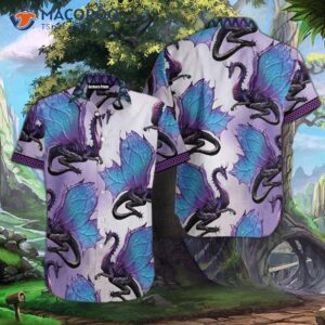 Purple Ombre Dragon Blue Hawaiian Shirts