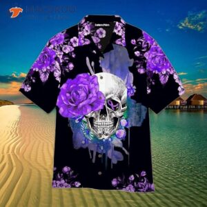 Purple Skull And Flower Hawaiian Shirts