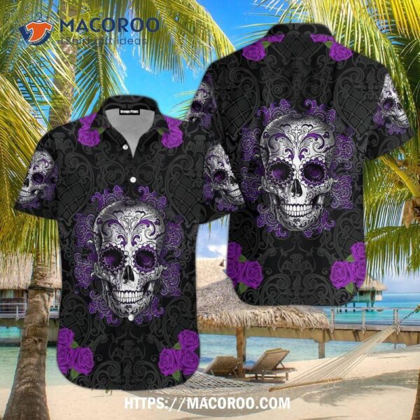 Purple Skull Gothic Hawaiian Shirt