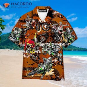 Racing Motocross Lover Pattern Brown Hawaiian Shirt