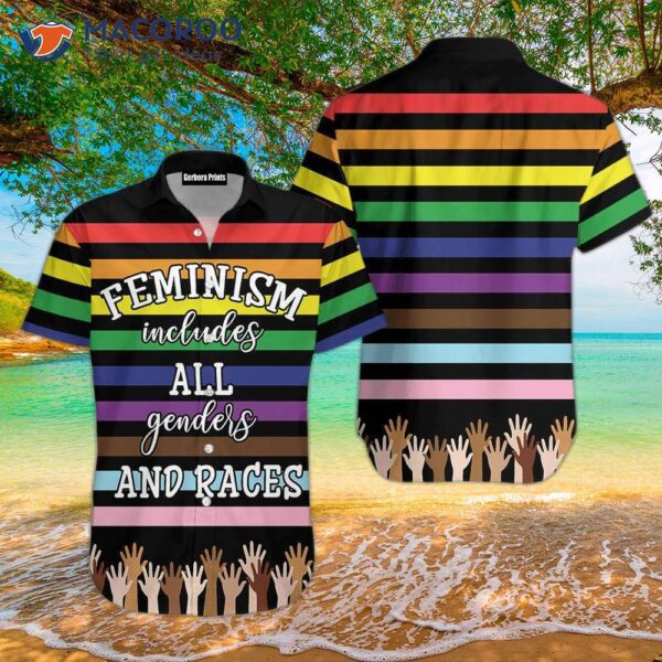 Rainbow Horizontal-striped Lgbt-feminist Hawaiian Shirts