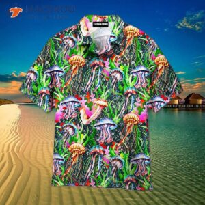 Rainbow-jellyfish-seaweed-pattern Hawaiian Shirts
