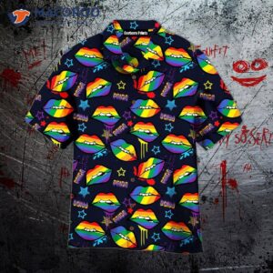 Rainbow-lipped Gay Lgbt-patterned Hawaiian Shirts