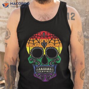 rainbow sugar skull mexican day of dead gay lgbt halloween shirt tank top