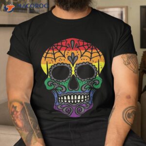 Rainbow Sugar Skull Mexican Day Of Dead Gay Lgbt Halloween Shirt