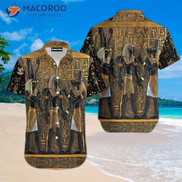 Rameses Anubis Ancient Egyptian Brown Hawaiian Shirts