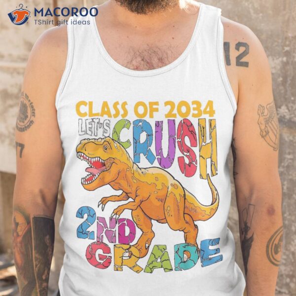 Ready Crush 2nd Grade Dinosaur Hello Back To School Kid Boy Shirt