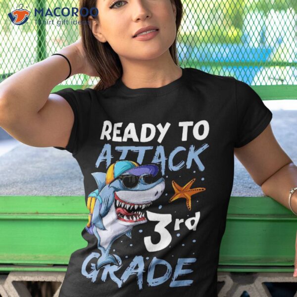 Ready To Attack 3rd Grade Apparel, Back School Shark Boys Shirt