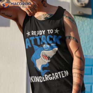 ready to attack kindergarten back school shark kids shirt tank top 1