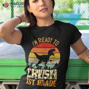 ready to crush 1st grade back school t rex dinosaur shirt tshirt 1