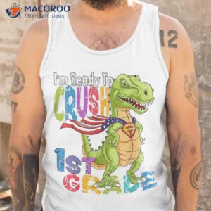 ready to crush 1st grade dinosaur first day kid boy shirt tank top