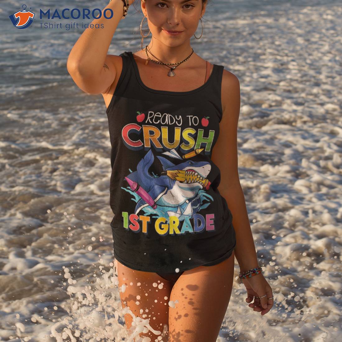 Ready To Crush 1st Grade Shark Back School Boys Girls Shirt Ready To Crush 1st Grade Shark Back School Boys Girls Shirt