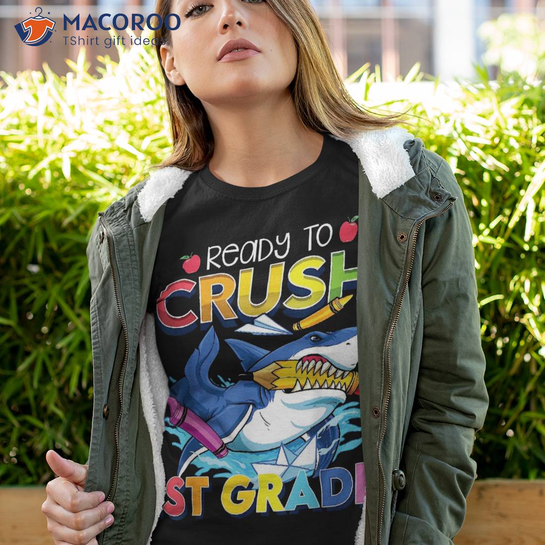 Ready To Crush 1st Grade Shark Back School Boys Girls Shirt Ready To Crush 1st Grade Shark Back School Boys Girls Shirt