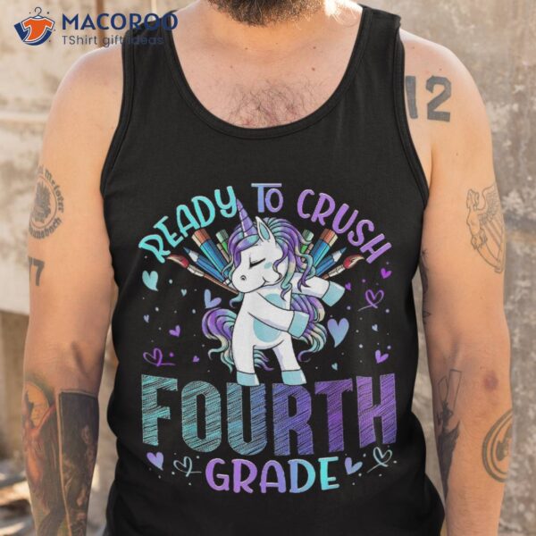 Ready To Crush Fourth 4th Grade Back School Unicorn Kids Shirt