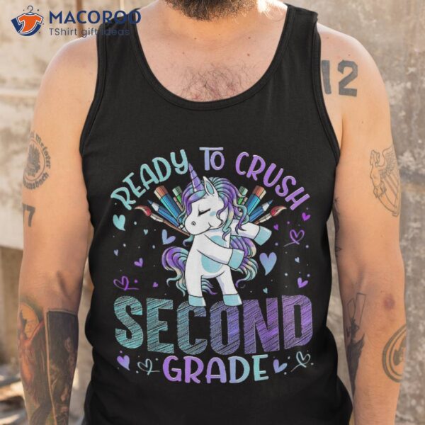 Ready To Crush Second 2nd Grade Back School Unicorn Kids Shirt