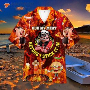 Real Dads Play With Fire; He Loves Bbq Hawaiian Shirts.