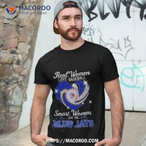 Real women love baseball smart women love the Toronto Blue Jays men's heart  shirt