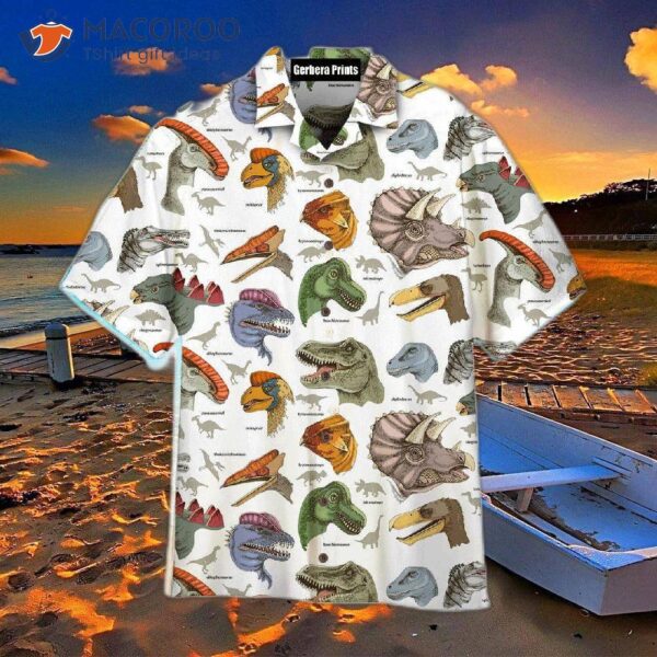Realistic Jurassic Park Dinosaurus White Hawaiian Shirts