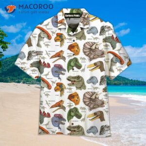 realistic jurassic park dinosaurus white hawaiian shirts 1