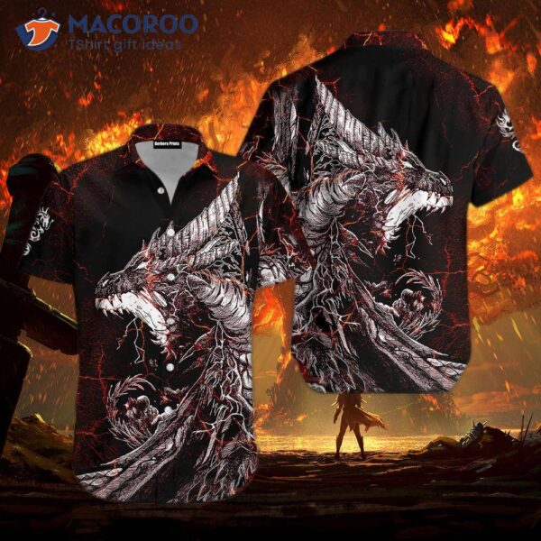 Red And Black Tattoo Dragon Hawaiian Shirts