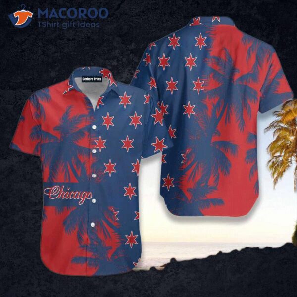 Red And Blue Chicago Hawaiian Shirt