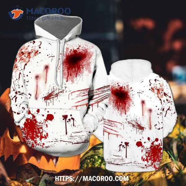 Red Blood Happy Halloween All Over Print 3D Hoodie, Halloween Teacher Gifts