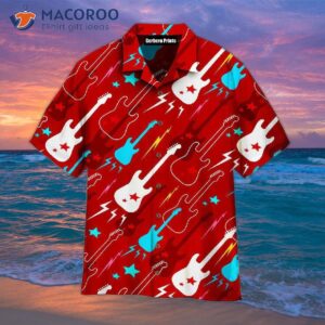 Red Electric Guitar And Hawaiian Shirts