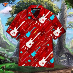Red Electric Guitar And Hawaiian Shirts